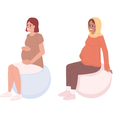 two pregnant people on yoga balls