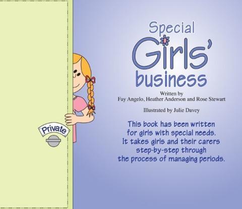 Illustrated image of a young blonde girl looking around the side of a door - front cover of book