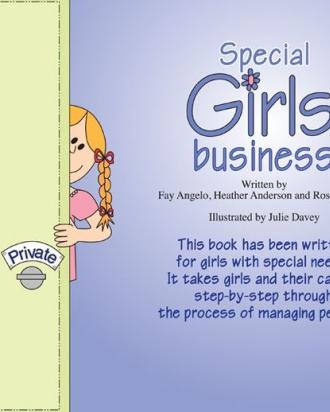 Illustrated image of a young blonde girl looking around the side of a door - front cover of book